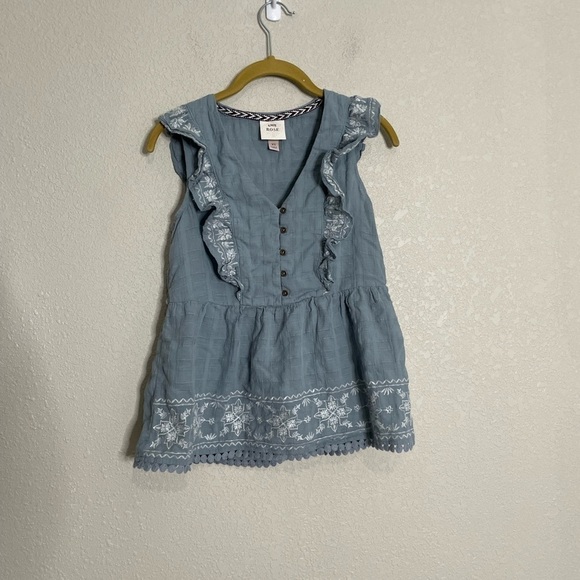 Knox Rose Blue Gray Eyelet Boho Sleeveless Blouse XS - Picture 2 of 6